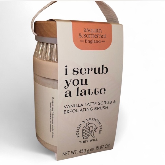 Asquith & Somerset “I Scrub You a Latte” Vanilla Latte Scrub & Exfoliating Brush - Picture 1 of 5